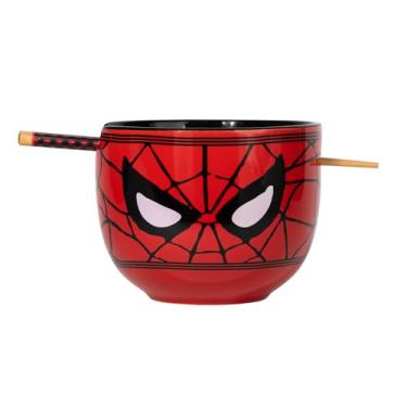 Imagem de Silver Buffalo Tigela de cerâmica para ramen Marvel Spiderman Eyes de 590 ml com pauzinhos