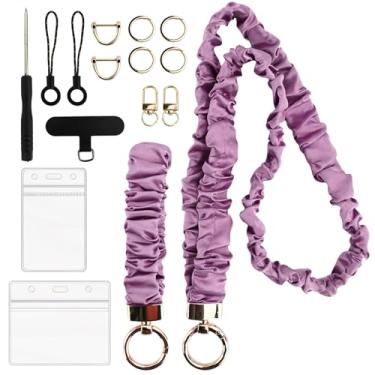 Imagem de Cordão elástico elástico com suporte para crachá de identificação, chaveiro feminino para professores, cordão elástico para chaves, cartões, crachás (Dirty Pink)