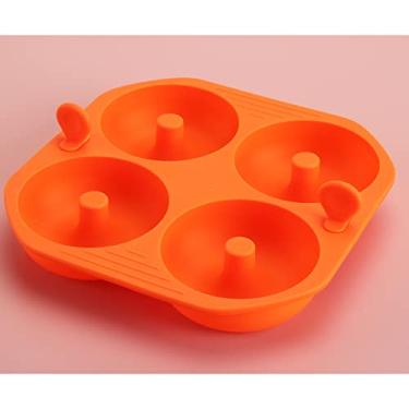 Imagem de Kispog Forma de silicone para rosquinhas para assar laranja - 2 peças de moldes antiaderentes para rosquinhas/bagel 4 cavidades 8 cm. Acessórios para fritadeira a ar compatíveis com Instant Vortex Ninja Foodi