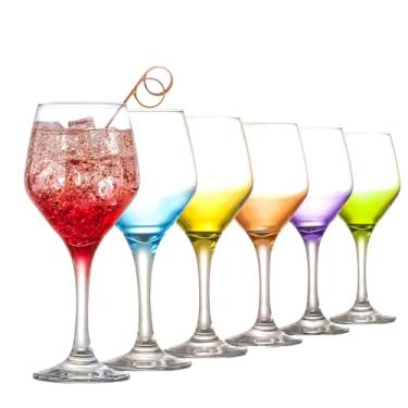 Imagem de the mask el turko Copos de vinho coloridos, champanhe, coquetel, martini, copos de cupê, copos Aperol Spritz, conjunto de 6 copos de haste longa (325 ml)