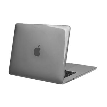 Imagem de GNAFETS Capa rígida protetora com acabamento cristalino compatível com MacBook Air M1 (13 polegadas, modelo 2020 A2337) (transparente e cinza transparente) (cinza transparente)