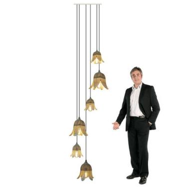 Imagem de Lustre Pendente Para Sala Pé direito Alto Duplo SP-Flora Marfim - Otag