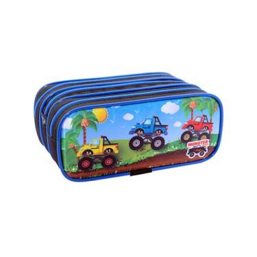 Imagem de Estojo Escolar Triplo Três divisões Truck Kids Estojos Kids