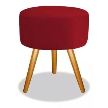 Imagem de Puff Redondo Pé Palito Suede Várias Cores - Casal Decor, Vermelho