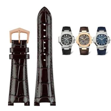 Imagem de HEPUP Pulseira de relógio de couro genuíno notch de 25-13 mm para Patek Philippe Nautilus 5711 5726 5712g pulseira pulseira de relógio (ouro rosa marrom)