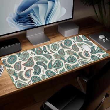 Imagem de Tapete de mesa minimalista de couro, mouse pad de arte colorida grande teclado de computador mousepad para jogos à prova d'água protetor e capa de mesa, tapete de mouse decorativo de couro PU para