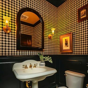 Imagem de JiffDiff Papel de parede moderno descasque e cole mosaico quadriculado papel de contato treliça à prova d'água autoadesivo em papel de parede (43,9 cm x 2,032 cm preto)