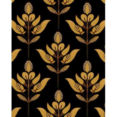 Imagem de BOKEBEVE Papel de parede vintage papel de parede de contato com folhas retrô floral papel de parede para paredes de destaque armário de gaveta de banheiro simetria removível para locatários ouro preto