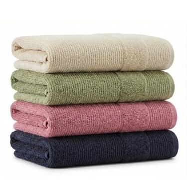 Imagem de Jogo 4 Toalhas de Banho Gigante 500g/m² 100% Algodão Felpuda Luxo – Grossa Alta Absorção – 72x150cm (4, Multicolorido)