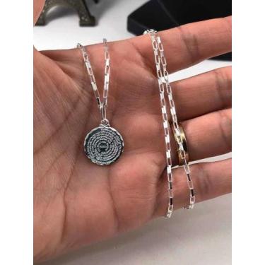 Imagem de Corrente Bloco 45 Cm Ping Pai Nosso Prata Legítima 925 - Lojas La&Ny, 