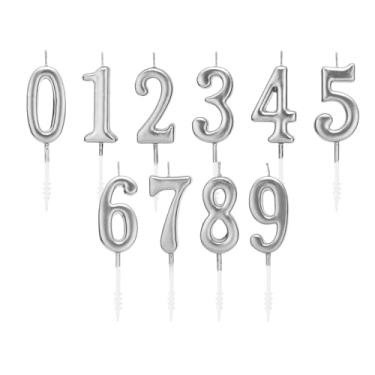 Imagem de Velas Numéricas para Aniversário,10 Peças para Formatura | Velas Decorativas para Bolo | para Crianças Adolescentes Adultos Formatura Aposentadoria Casamento Reunião Familiar Festas