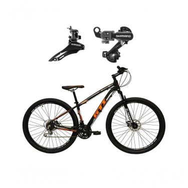 Imagem de Bicicleta Aro 29 Gti Roma 21v Freio Disco Câmbios Shimano Garfo Suspensão - Preto-laranja Tam.15