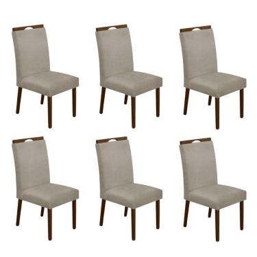Imagem de Kit 6 Cadeiras De Jantar Madeira Maciça Em Linho Heloísa Bege Linho