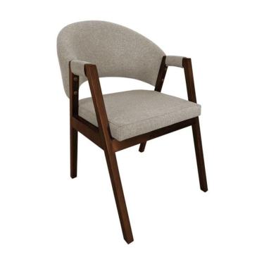 Imagem de Cadeira De Jantar Madeira Maciça Helen Premium Impermeável Bege Linho