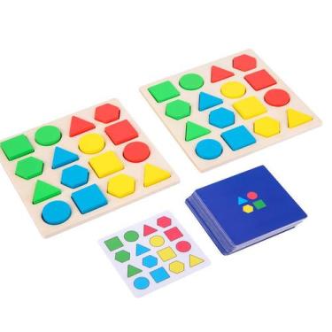 Imagem de Jogo de combinação de formas geométricas de madeira para crianças - ta