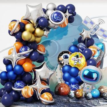 Imagem de Kit Balloon Arch Space Theme com 116 unidades, foguete e astronauta - 