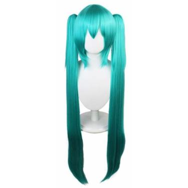 Imagem de Peruca de cosplay Hatsune Miku, fantasia de festa de anime, 110 cm - t