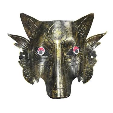 Imagem de Fantasia de cosplay de PVC com máscara de cabeça de lobo para baile de