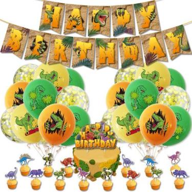 Imagem de Conjunto de decoração de festa Dinosaur Birthday 38 peças - yiweisai