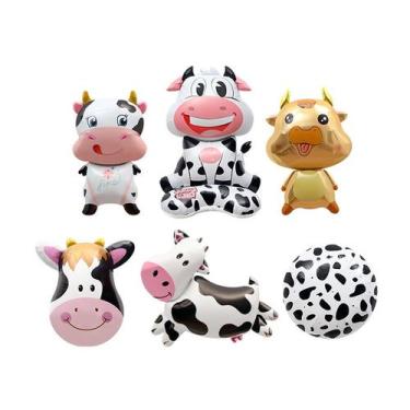 Imagem de Conjunto de balões metalizados Cow 3D Standing Cartoon Animal x6 - yiw