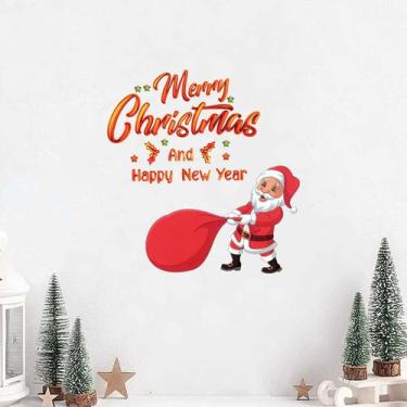 Imagem de Adesivos de parede Feliz Natal Papai Noel PVC 29x29cm - yiweisai