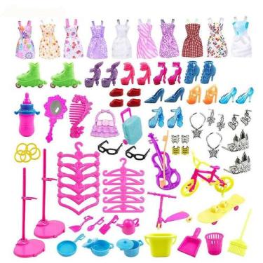 Imagem de 88 peças de itens para bonecas Barbie, vestidos, sapatos, jo - Gloome 