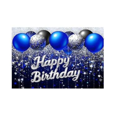 Imagem de Banner De Fundo Azul Marinho E Prata Para Aniversário, Decoração De Fe