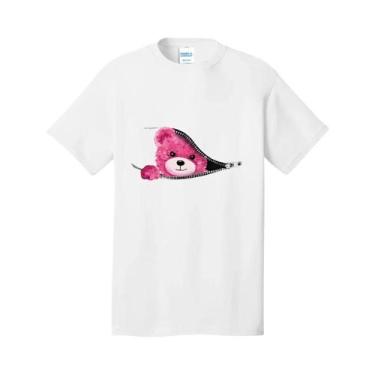 Imagem de Camiseta Feminina Rosa Com Estampa De Ursinho De Pelúcia, Com Zíper, A