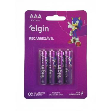 Imagem de Pilha AAA Elgin Recarregável 900mAh Cartela com 4 Unidades