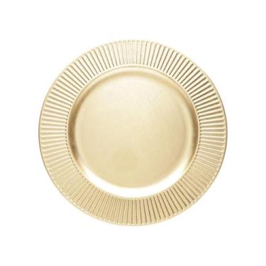 Imagem de Sousplat De Mesa Redondo Primer Dourado Plástico Lyor 33cm