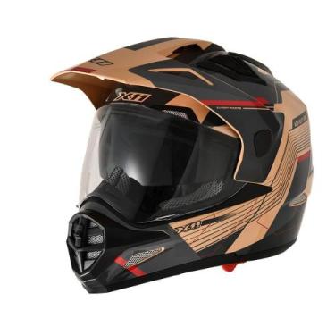Imagem de Capacete X11 Crossover Desert Óculos Moto Off Road Big Trail, Marrom e