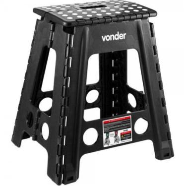 Imagem de Banqueta plástica dobrável altura 450mm preta - Vonder