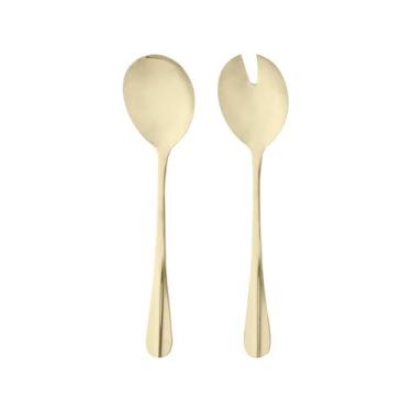 Imagem de Jogo de Talheres Lyor Inox para Salada - Positano 2 Peças, Dourado, 2
