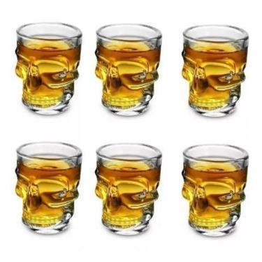 Imagem de Jogo 6 Copos Caveira Vidro Shot Dose Vodka Skull Tequila Bar 50ml - Ly