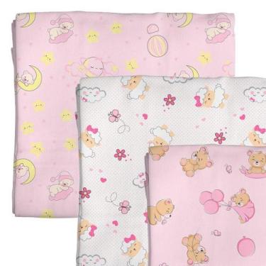 Imagem de Manta CUEIRO Estampado Bebê 3 un - 100% Algodão - Bercinho 80 x 50 cm 