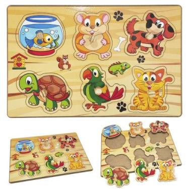 Imagem de Tabuleiro Educativo Encaixe Bebê Brinquedo Animais Doméstico - Maninho