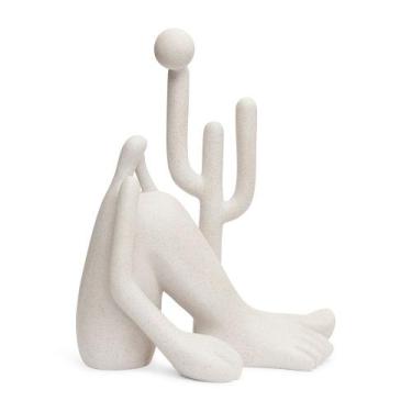 Imagem de Escultura Decorativa Poliresina Abaporu 52 cm Off White- Mart