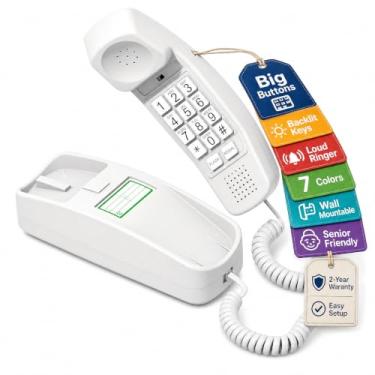 Imagem de iSoHo Phones Telefones fixos para casa, botão grande com fio, branco Choctaw