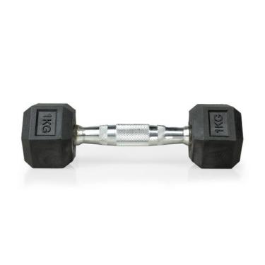 Imagem de Halter 1kg Emborrachado Sextavado Cromado Dumpbell Academia - PHELPS M