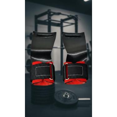 Imagem de Hand Grip Luva Palmar Couro Ajustável Treino M Vermelho - Congratulati