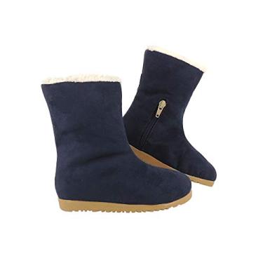 Imagem de Bota de Pelo Infantil Menino ou Menina 100% Forrada Inverno Lã Neve AM860 Cor:Azul Menino;Tamanho:25