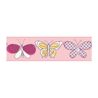 Imagem de York Wallcoverings Girl Power 2 Butterfly 20 x 25 cm Papel de Parede Amostra Rosa Claro/Rosa Choque/Amarelo