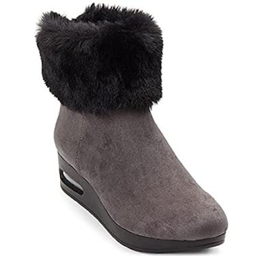 Imagem de DKNY Bota feminina de cano curto, Camurça de aço/preto Abri, 6.5