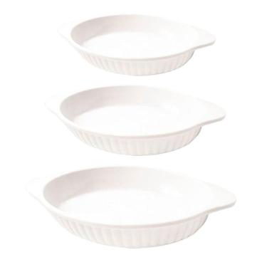 Imagem de Jogo De Travessas Melamina Oval Branca 3 Peças