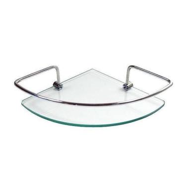 Imagem de Porta Shampoo De Canto Cromado Com Base De Vidro