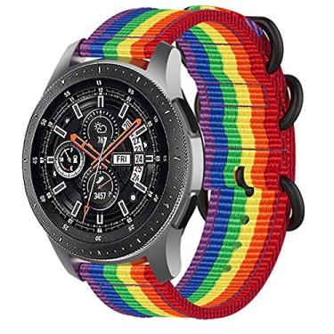 Imagem de Pulseira de relógio de 20 mm orgulho arco-íris para relógio Samsung 4 44 mm/40 mm/Watch4 clássico 46 mm/42 mm, 3 41 mm/42 mm/42 mm/46 mm Galaxy Active 2 40 mm 44 mm/Gear Sport/S4/S2, substituição de pulseiras de nylon LGBTQ para acessórios Garmin