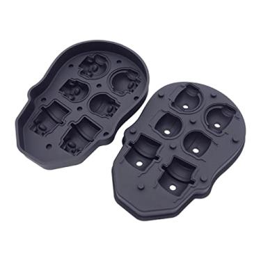 Imagem de Bandeja de cubo de gelo molde de silicone cubo de gelo fazendo forma de crânio bandeja de molde de chocolate molde de sorvete adequado para bar festa ou coquetel molde de cubo de gelo de uísque (cor: 6)