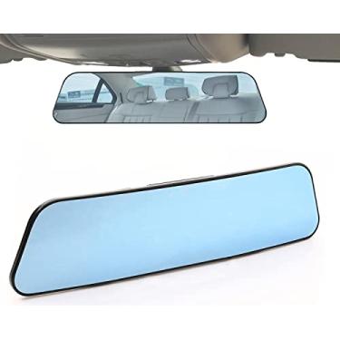 Imagem de Espelho retrovisor, espelho retrovisor panorâmico antirreflexo de 11,8 polegadas, espelho retrovisor grande angular de encaixe para interior do carro para reduzir o ponto cego de forma eficaz para caminhões SUV de carros – convexo – azul