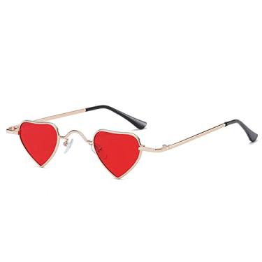 Imagem de Óculos de sol vintage punk em forma de coração feminino masculino armações de metal retrô óculos de sol óculos de sol óculos de sol uv400, 7, tamanho único
