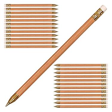 Imagem de Caneta de ponta Aacura, tinta preta, caneta revestida de madeira, antiderrapante, cone de nariz de qualidade para suporte de escrita, material de escritório para escrever e tomar notas, conjunto de 24 - verniz transparente